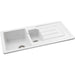 Abode Acton 1.5 Bowel & Drainer Ceramic Inset Sink - White - Unbeatable Bathrooms