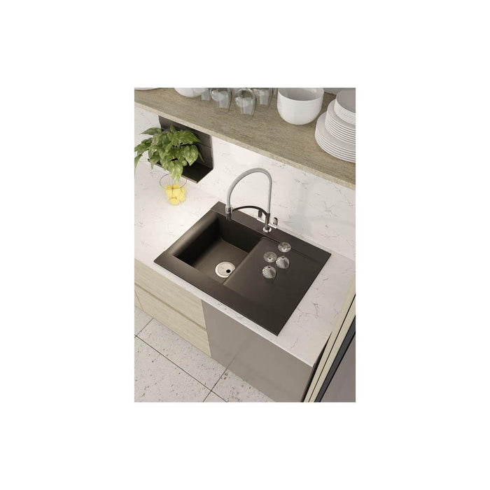 Abode Aspekt 1 Bowel & Drainer Granite Inset Sink - Black Metallic - Unbeatable Bathrooms