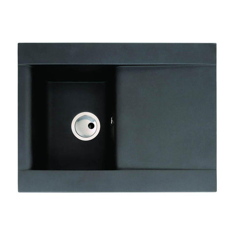 Abode Aspekt 1 Bowel & Drainer Granite Inset Sink - Black Metallic - Unbeatable Bathrooms