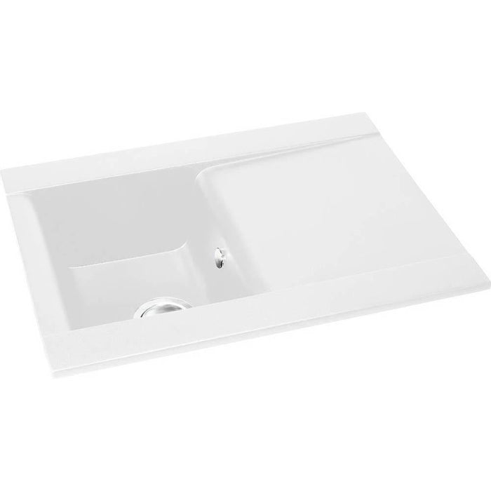 Abode Aspekt 1 Bowel & Drainer Granite Inset Sink - White - Unbeatable Bathrooms