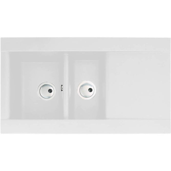 Abode Aspekt 1.5 Bowel & Drainer Granite Inset Sink - White - Unbeatable Bathrooms