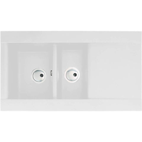 Abode Aspekt 1.5 Bowel & Drainer Granite Inset Sink - White - Unbeatable Bathrooms