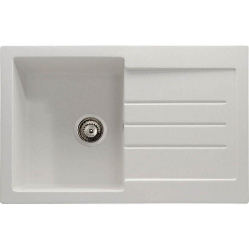 Abode Xcite 1 Bowel & Drainer Granite Inset Sink - Frost White - Unbeatable Bathrooms