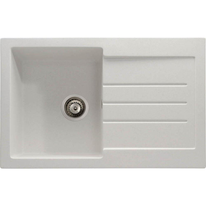 Abode Xcite 1 Bowel & Drainer Granite Inset Sink - Frost White - Unbeatable Bathrooms