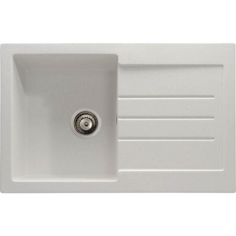 Abode Xcite 1 Bowel & Drainer Granite Inset Sink - Frost White - Unbeatable Bathrooms
