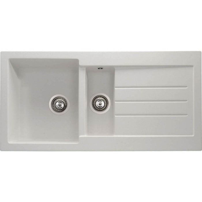 Abode Xcite 1.5 Bowel & Drainer Granite Inset Sink - Frost White - Unbeatable Bathrooms