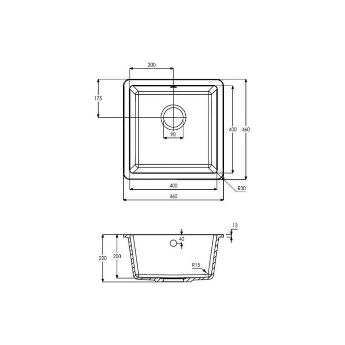 Abode Matrix Sq GR15 1 Bowel Granite Inset/Undermount Sink - Unbeatable Bathrooms