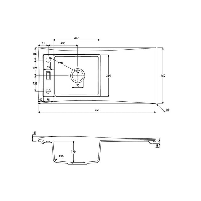 Abode Londa 1 Bowel & Drainer Granite Inset Sink - Unbeatable Bathrooms