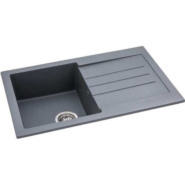 Abode Xcite 1 Bowel & Drainer Granite Inset Sink - Grey Metallic - Unbeatable Bathrooms