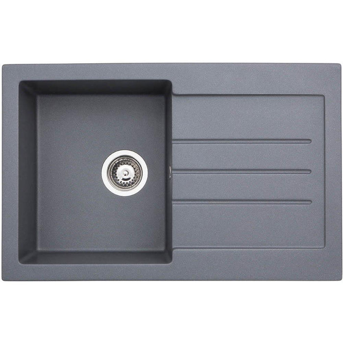 Abode Xcite 1 Bowel & Drainer Granite Inset Sink - Grey Metallic - Unbeatable Bathrooms