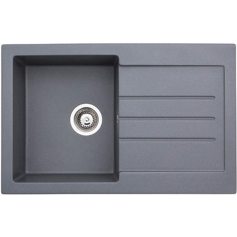 Abode Xcite 1 Bowel & Drainer Granite Inset Sink - Grey Metallic - Unbeatable Bathrooms