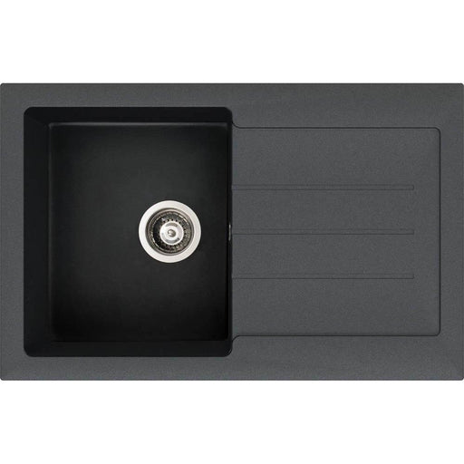 Abode Xcite 1 Bowel & Drainer Granite Inset Sink - Black Metallic - Unbeatable Bathrooms