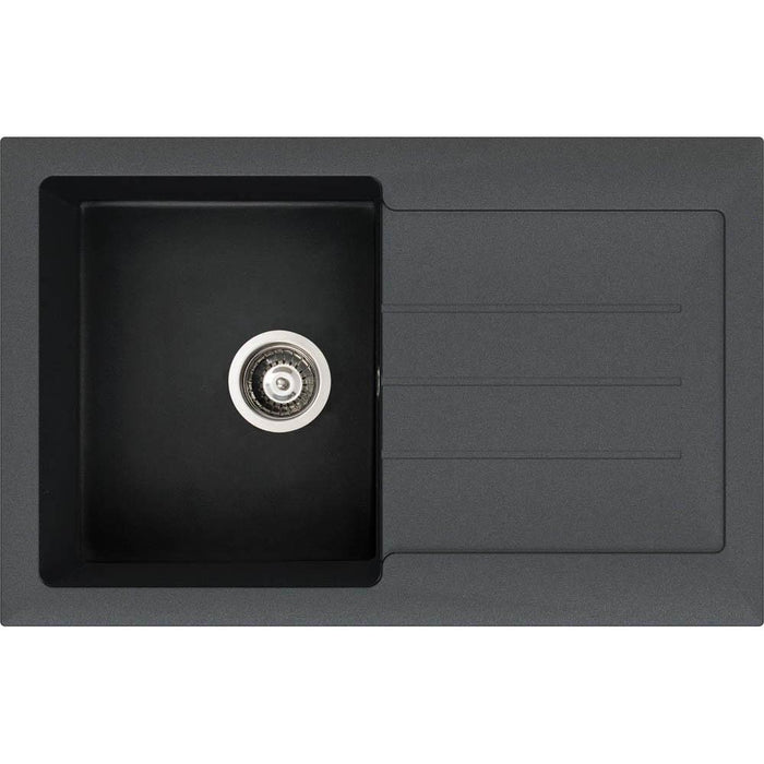 Abode Xcite 1 Bowel & Drainer Granite Inset Sink - Black Metallic - Unbeatable Bathrooms