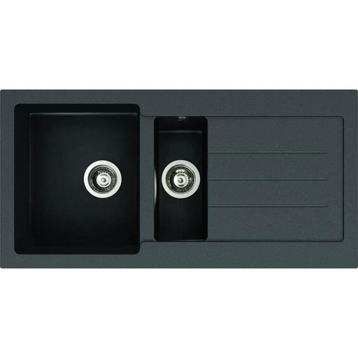 Abode Xcite 1.5 Bowel & Drainer Granite Inset Sink - Black Metallic - Unbeatable Bathrooms