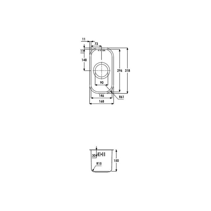 Abode Matrix R50 0.5B Undermount Sink - Stainless Steel - Unbeatable Bathrooms
