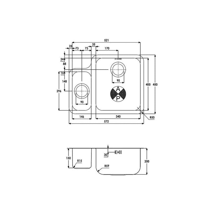 Abode Matrix R50 1.5 Bowel Undermount Sink - Stainless Steel - Unbeatable Bathrooms