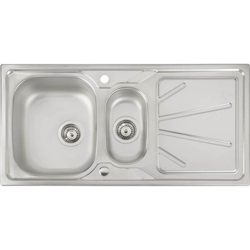 Abode Trydent 1.5 Bowel & Drainer Inset Sink - Stainless Steel - Unbeatable Bathrooms
