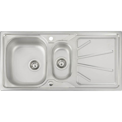 Abode Trydent 1.5 Bowel & Drainer Inset Sink - Stainless Steel - Unbeatable Bathrooms