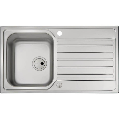 Abode Connekt 1 Bowel & Drainer Inset Sink - Stainless Steel - Unbeatable Bathrooms