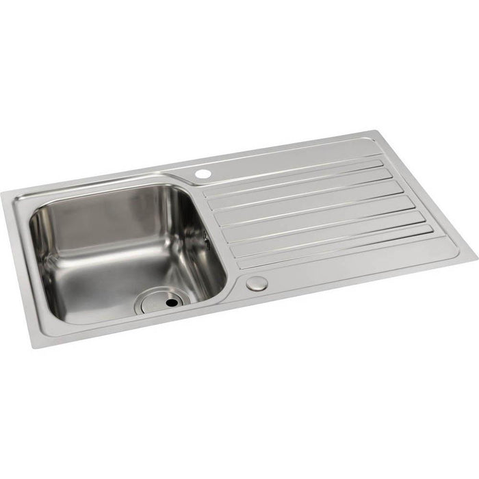 Abode Connekt Flushfit 1 Bowel & Drainer Inset Sink - Stainless Steel - Unbeatable Bathrooms
