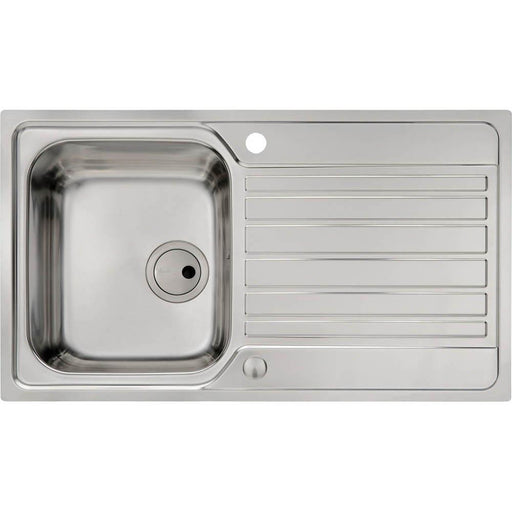 Abode Connekt Flushfit 1 Bowel & Drainer Inset Sink - Stainless Steel - Unbeatable Bathrooms