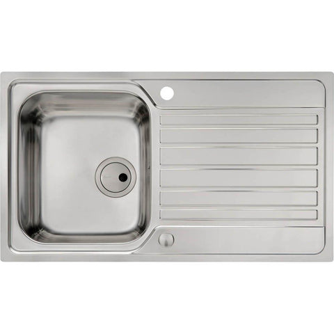 Abode Connekt Flushfit 1 Bowel & Drainer Inset Sink - Stainless Steel - Unbeatable Bathrooms