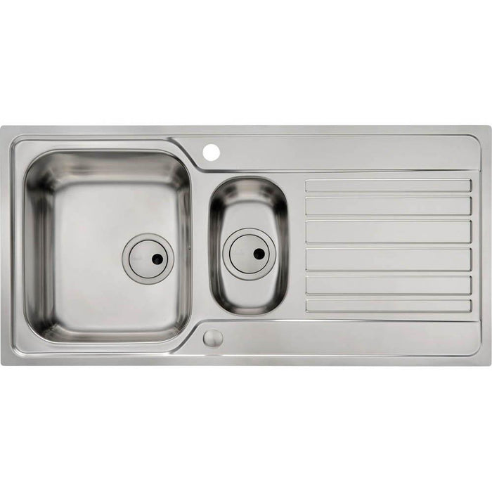 Abode Connekt Flushfit 1.5 Bowel & Drainer Inset Sink - Stainless Steel - Unbeatable Bathrooms