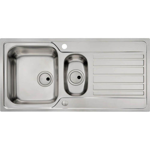 Abode Connekt Flushfit 1.5 Bowel & Drainer Inset Sink - Stainless Steel - Unbeatable Bathrooms