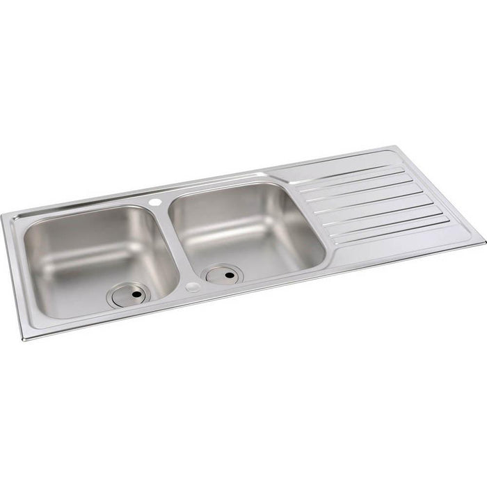 Abode Connekt 2 Bowel & Drainer Inset Sink - Stainless Steel - Unbeatable Bathrooms