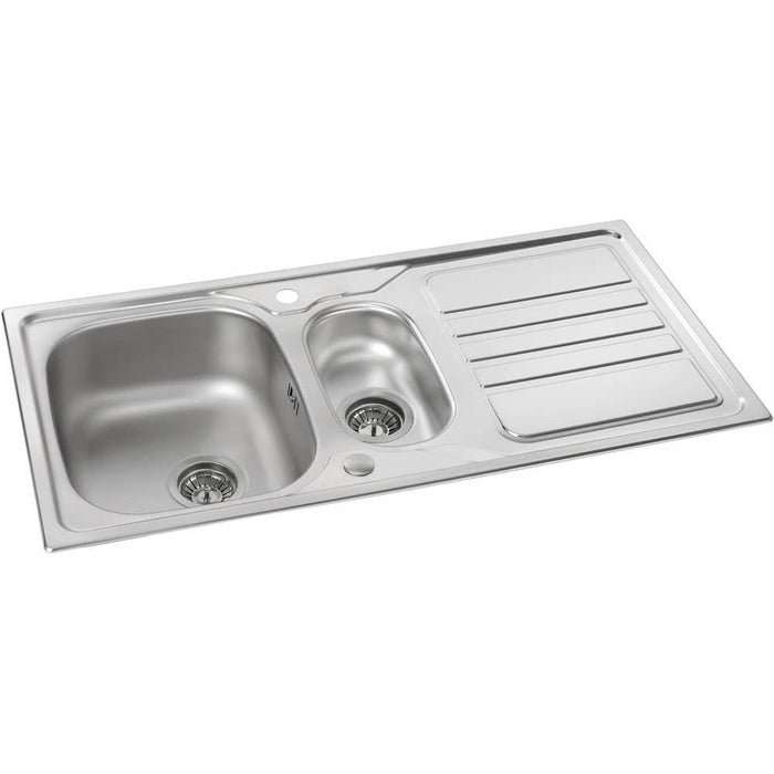 Abode Mikro 1.5 Bowel & Drainer Inset Sink (Boxed inc. wastes) - Stainless Steel - Unbeatable Bathrooms