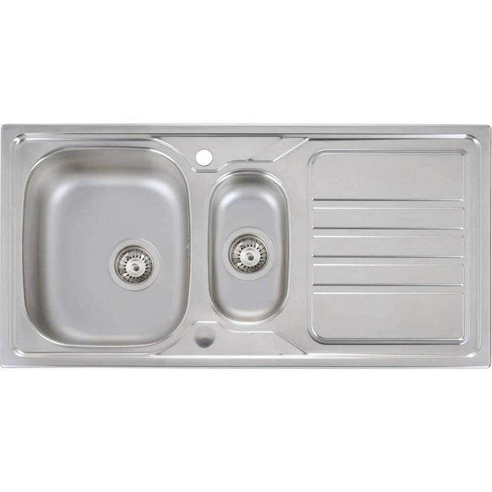 Abode Mikro 1.5 Bowel & Drainer Inset Sink (Boxed inc. wastes) - Stainless Steel - Unbeatable Bathrooms