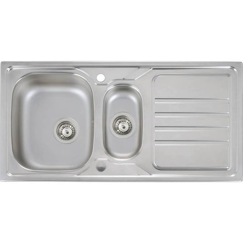 Abode Mikro 1.5 Bowel & Drainer Inset Sink (Boxed inc. wastes) - Stainless Steel - Unbeatable Bathrooms