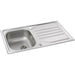 Abode Mikro 1 Bowel & Drainer Inset Sink (Boxed inc. waste) - Stainless Steel - Unbeatable Bathrooms