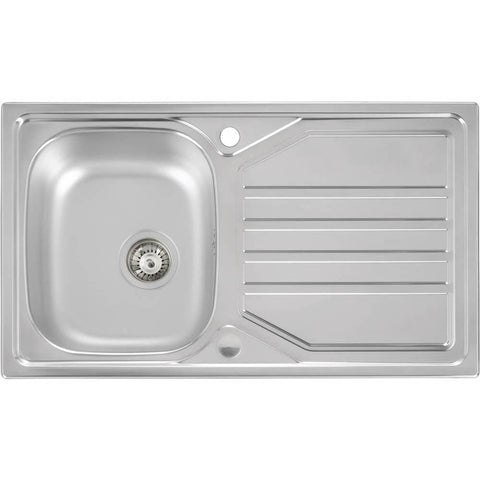 Abode Mikro 1 Bowel & Drainer Inset Sink (Boxed inc. waste) - Stainless Steel - Unbeatable Bathrooms