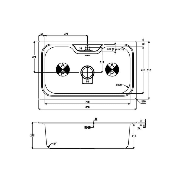 Abode Matrix R50 XL 1 Bowel Undermount/Inset Sink - Stainless Steel - Unbeatable Bathrooms
