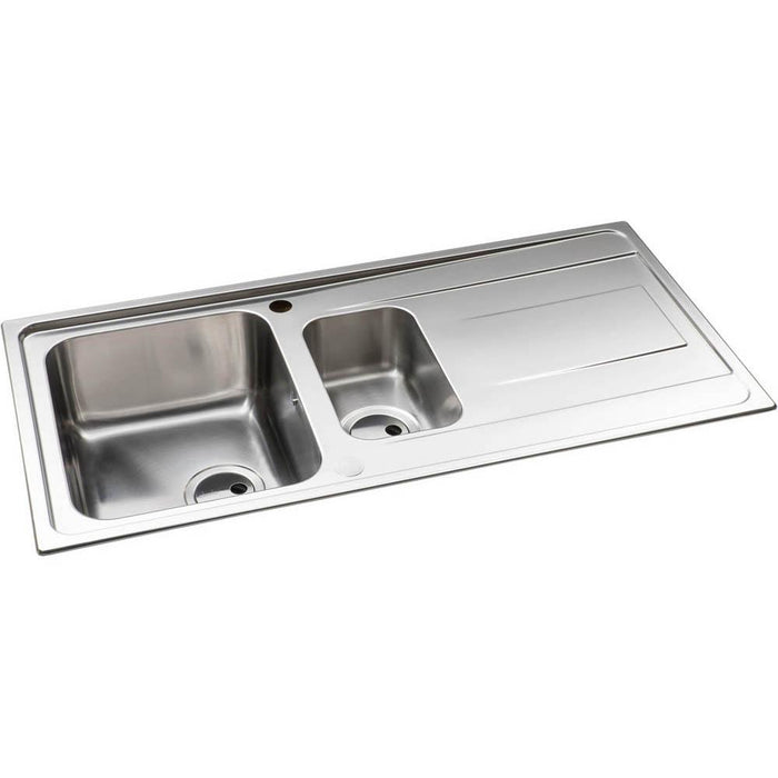 Abode Ixis 1.5 Bowel & Drainer Inset Sink - Stainless Steel - Unbeatable Bathrooms