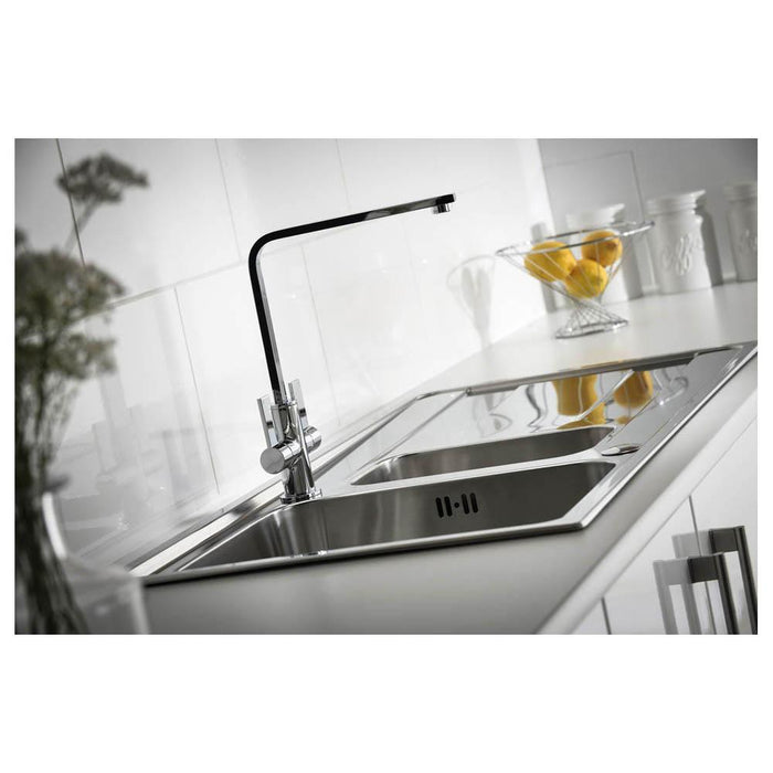 Abode Ixis 1.5 Bowel & Drainer Inset Sink - Stainless Steel - Unbeatable Bathrooms