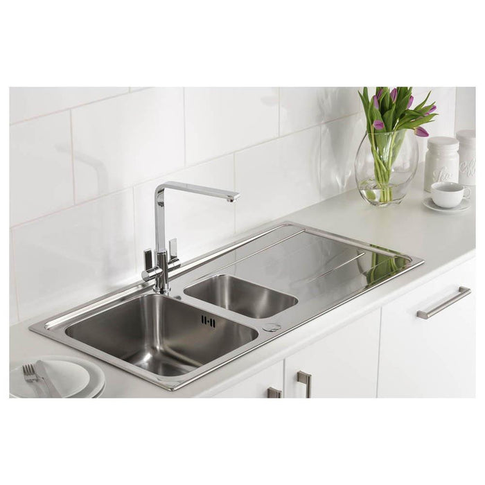 Abode Ixis 1.5 Bowel & Drainer Inset Sink - Stainless Steel - Unbeatable Bathrooms