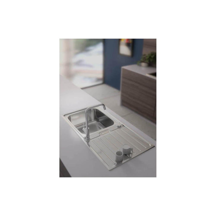 Abode Neron 1 Bowel & Drainer Inset Sink - Stainless Steel - Unbeatable Bathrooms