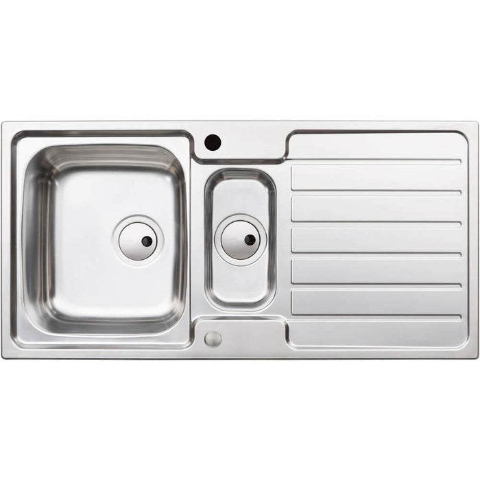 Abode Neron 1.5 Bowel & Drainer Inset Sink - Stainless Steel - Unbeatable Bathrooms