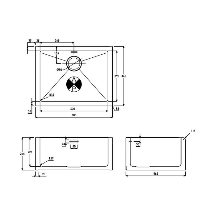 Abode Belfast 1 Bowel Undermount Sink - Stainless Steel - Unbeatable Bathrooms
