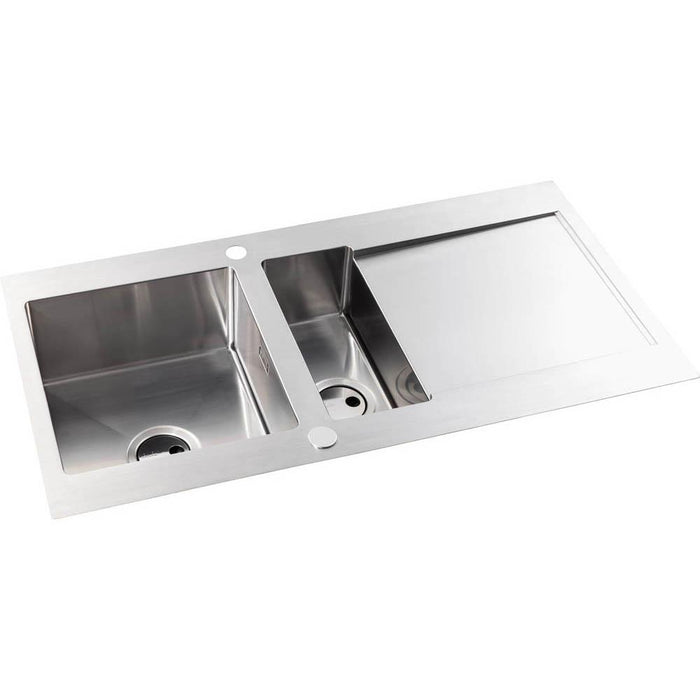 Abode Verve 1.5 Bowel & Drainer Inset Sink - Stainless Steel - Unbeatable Bathrooms