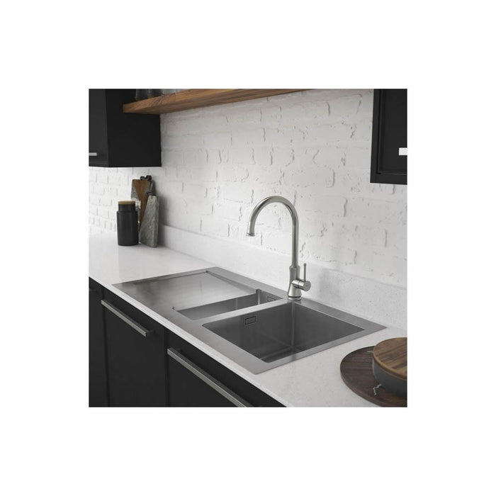 Abode Verve 1.5 Bowel & Drainer Inset Sink - Stainless Steel - Unbeatable Bathrooms