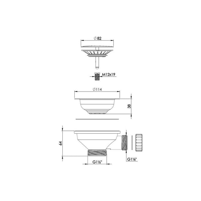 Abode Orbit Strainer Short Bolt Sink Waste - Unbeatable Bathrooms