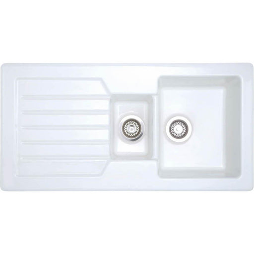 Prima 1.5B 1D Reversible Inset Ceramic Sink - White - Unbeatable Bathrooms