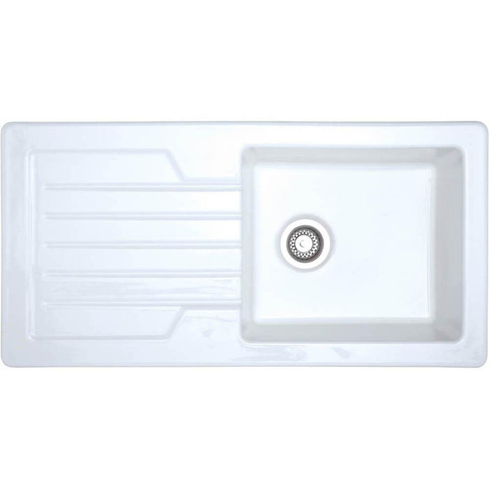 Prima 1B 1D White Reversible Inset Ceramic Sink - Unbeatable Bathrooms