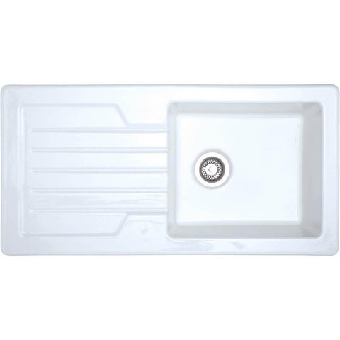 Prima 1B 1D White Reversible Inset Ceramic Sink - Unbeatable Bathrooms