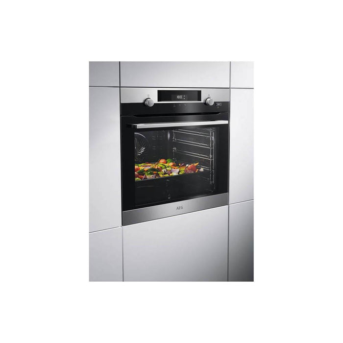AEG BCK556220M Built In Single Electric Oven with SteamBake - Stainless Steel - Unbeatable Bathrooms
