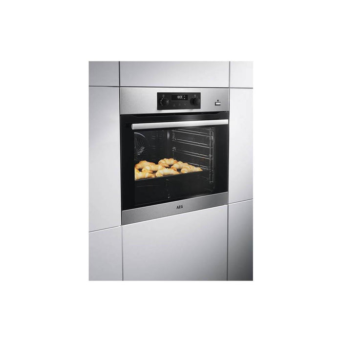 AEG BPK355020M Built In Single Electric Oven with SteamBake - Stainless Steel - Unbeatable Bathrooms