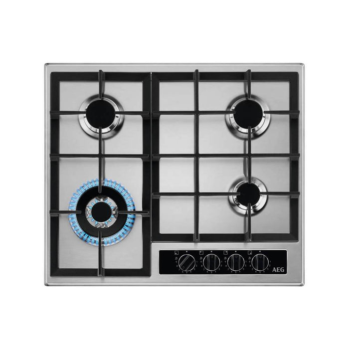 AEG HGB64420YM 60cm Gas Hob - Stainless Steel - Unbeatable Bathrooms